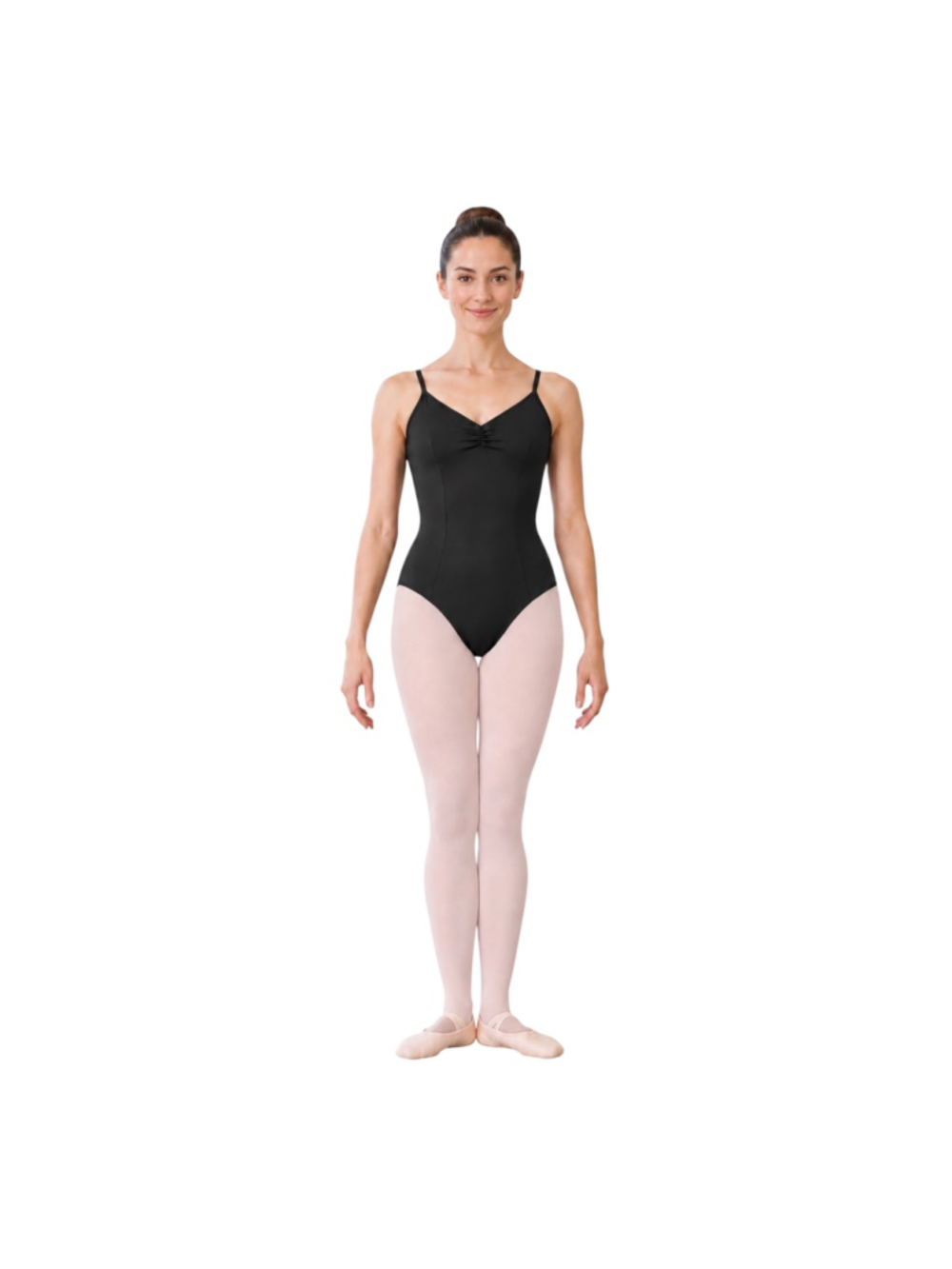 Black Pinch-Front Camisole Dance Leotard Adult Medium